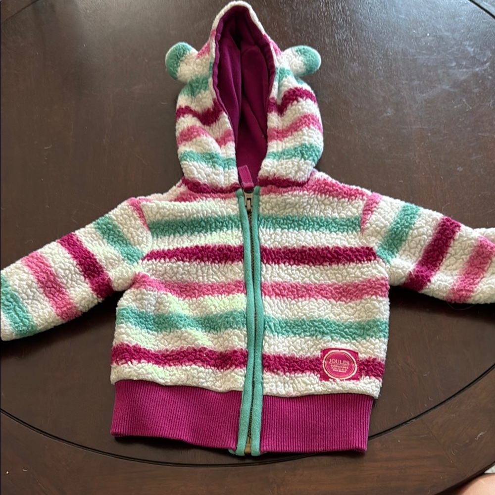 Striped hooded sweatshirt with bear ears